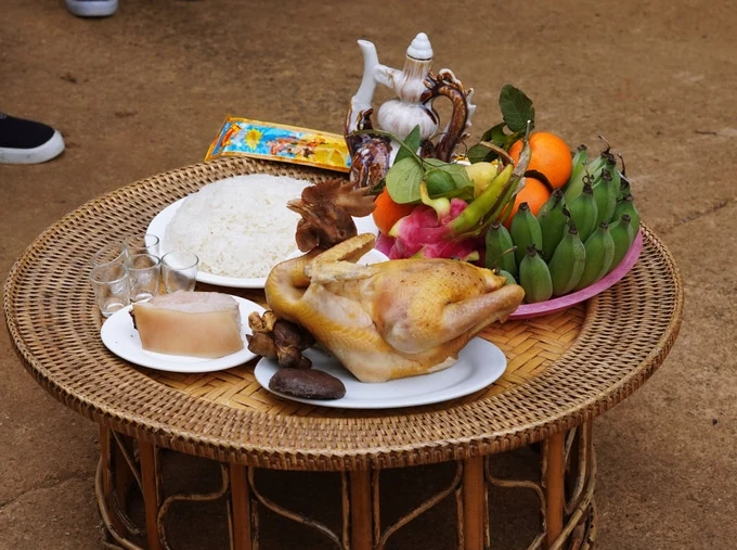 Lễ vật cúng trong lễ Kin Chiêng Boọc Mạy Tái hiện trích đoạn nghi thức Kin chiêng Boọc Mạy của dân tộc Thái tỉnh Thanh Hóa