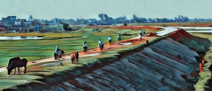 Đê làng và mẹ