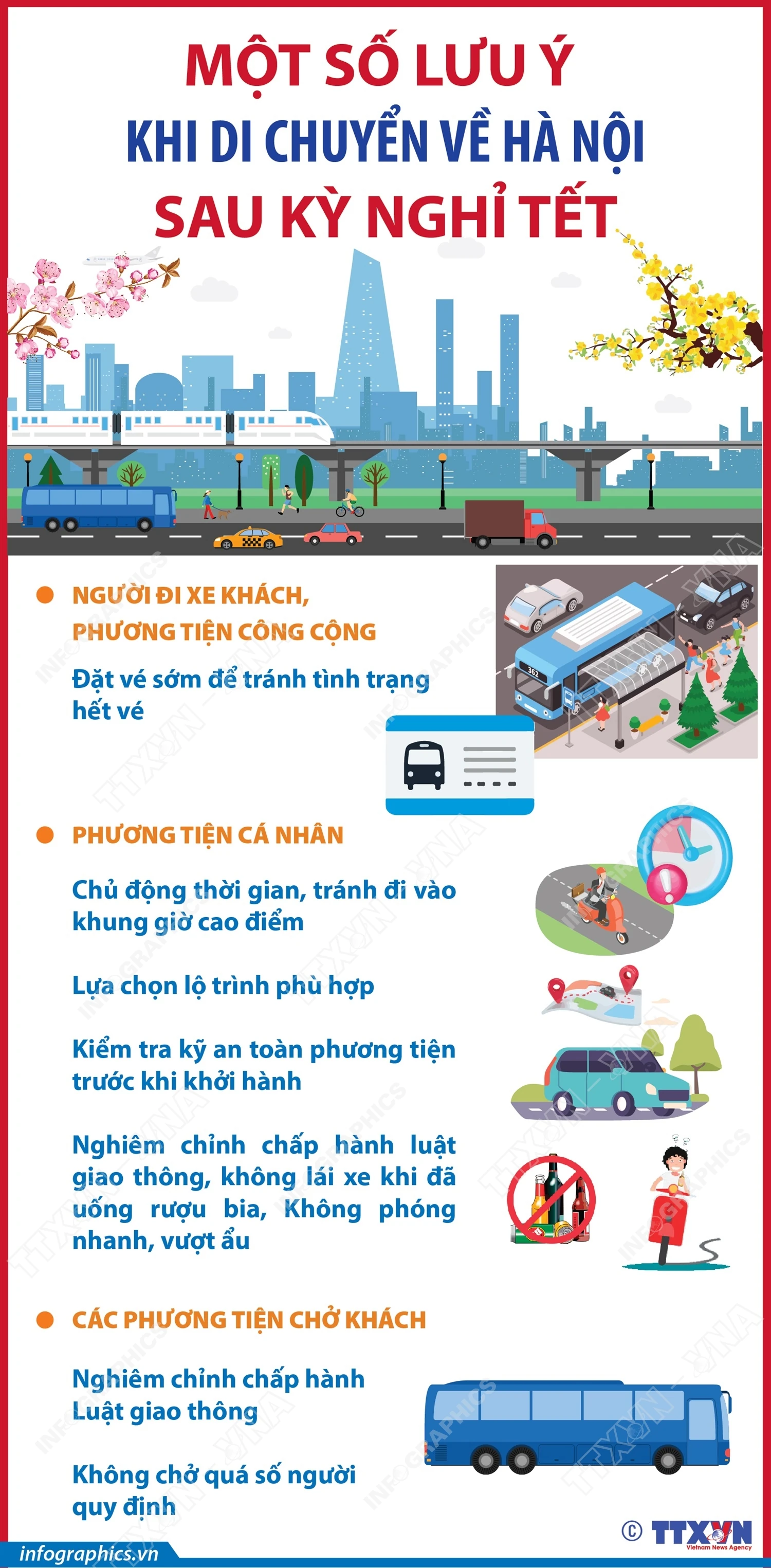 Một số lưu ý khi di chuyển về Hà Nội sau kỳ nghỉ Tết