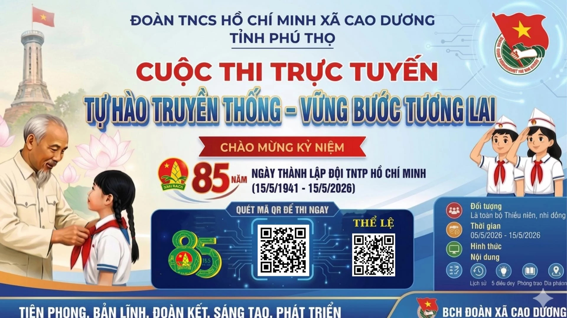 Đoàn xã Cao Dương tổ chức Cuộc thi trưc tuyến “Tự hào truyền thống - Vững bước tương lai”